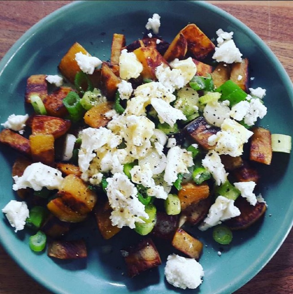Sweetpotato salad with feta cheese & spring&nbsp;onions